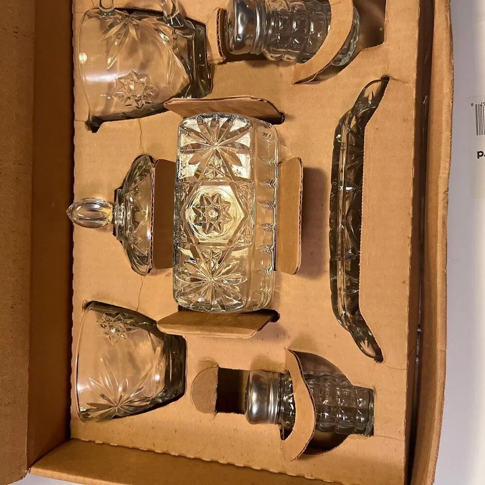 Vintage Anchor Hocking Early American Prescut 7-Piece Glass Set